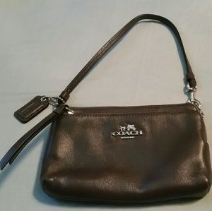 Coach brown leather wristlet